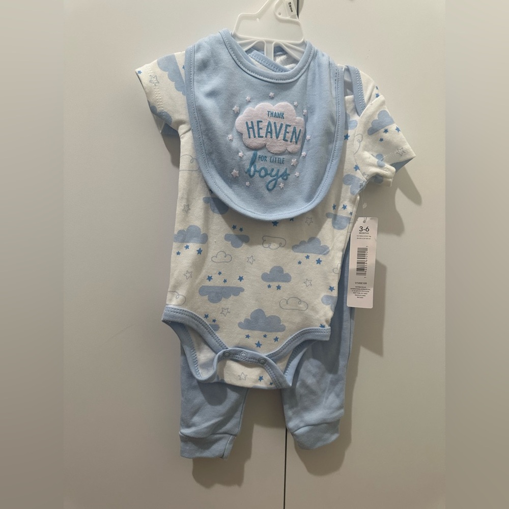 Blue Cloud Print Baby Boy Matching Set